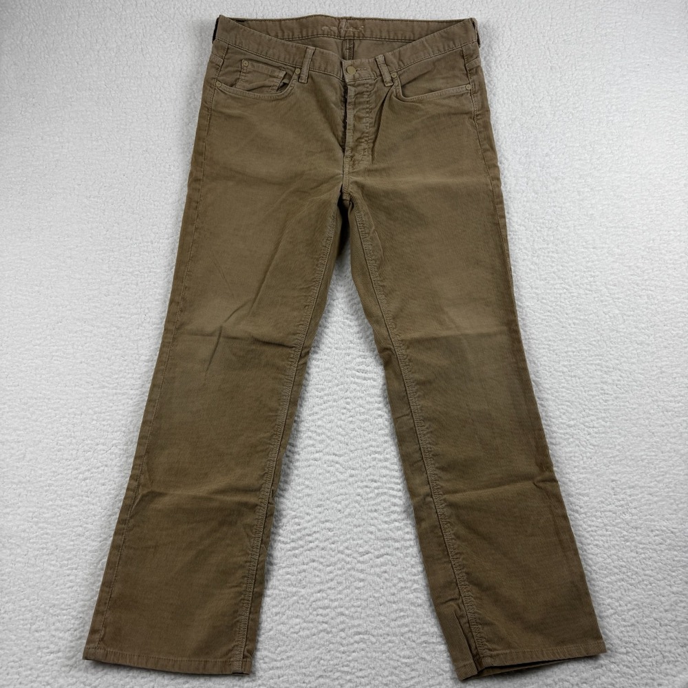 7 For All Mankind Slouchy Pant Mens 34 Brown Cotton Stretch Mid Rise Relaxed Fit